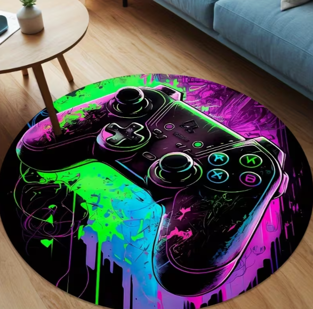 Commercial Printing Definition - Colorful Game Controller Round Carpet High-definition